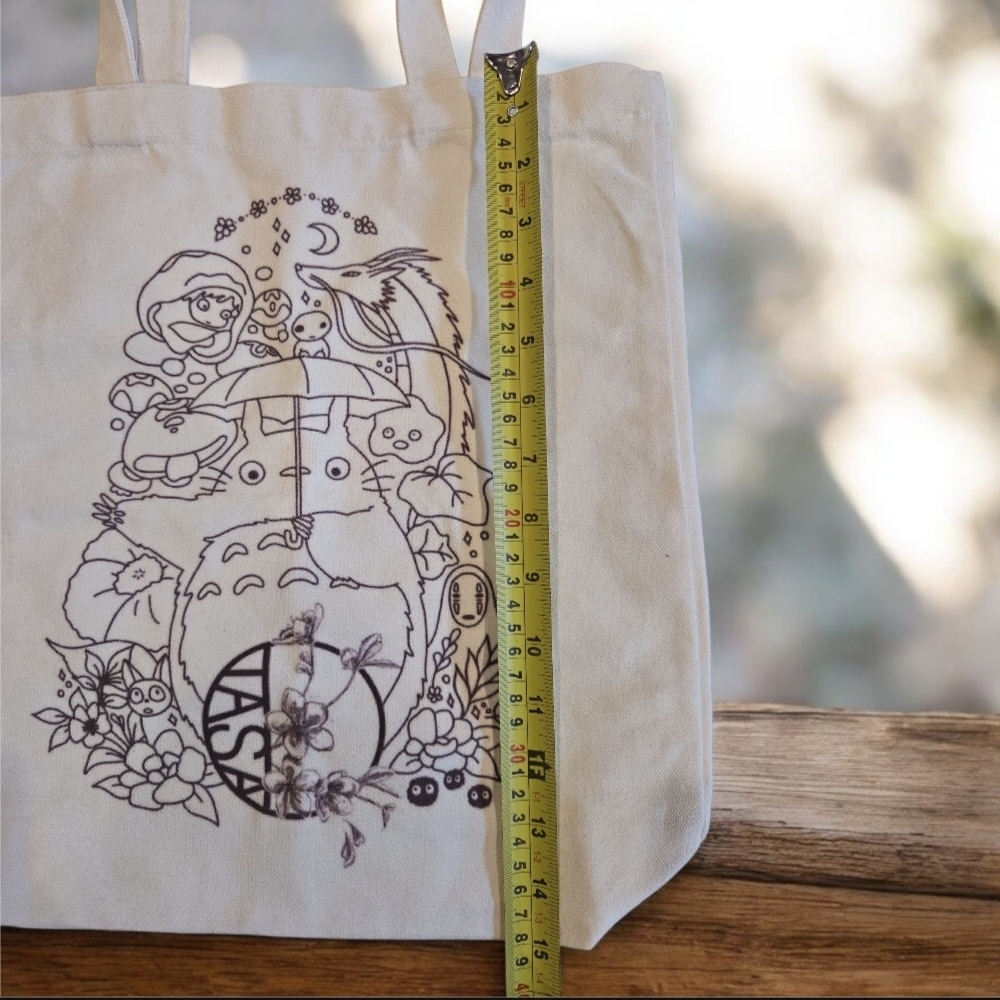 Cream and black Totoro tote bag #StudioGhibli - Picture 5 of 7